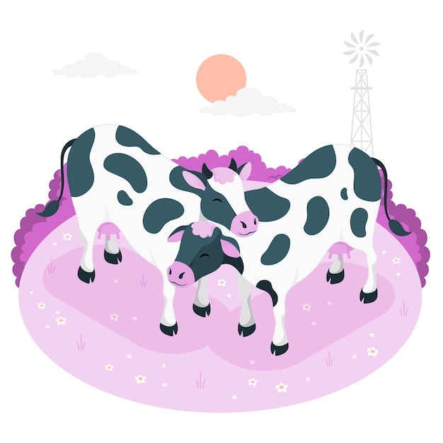 Vecteur gratuit illustration de concept de vaches se frottant