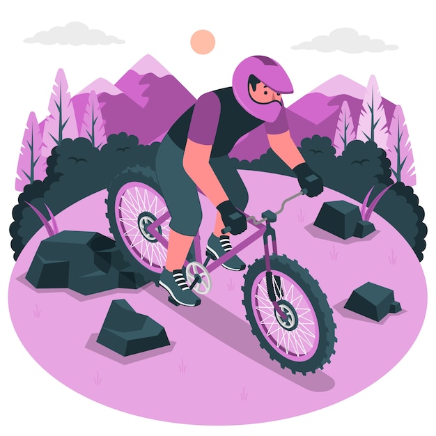Vecteur gratuit illustration de concept de vélo de montagne