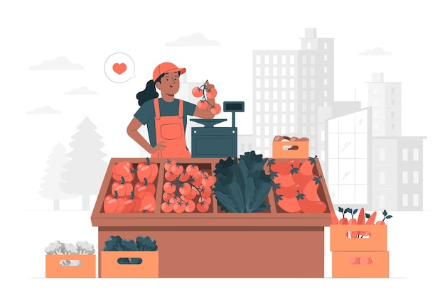 Vecteur gratuit illustration de concept de vendeur de légumes