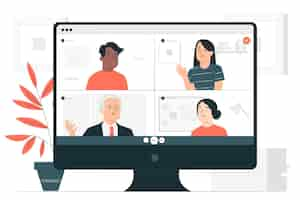 Vecteur gratuit illustration de concept vidéo de groupe