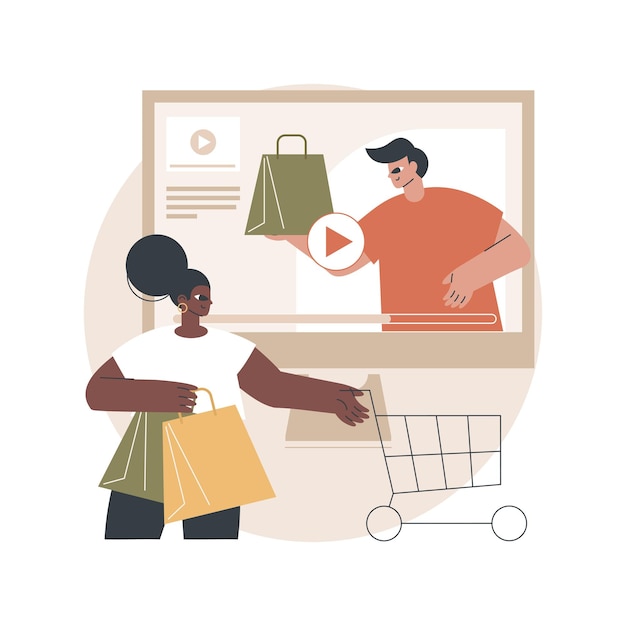 Illustration De Concept Vidéo De Virées Shopping