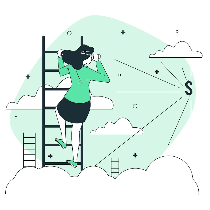 Vecteur gratuit illustration de concept de vision d'entreprise
