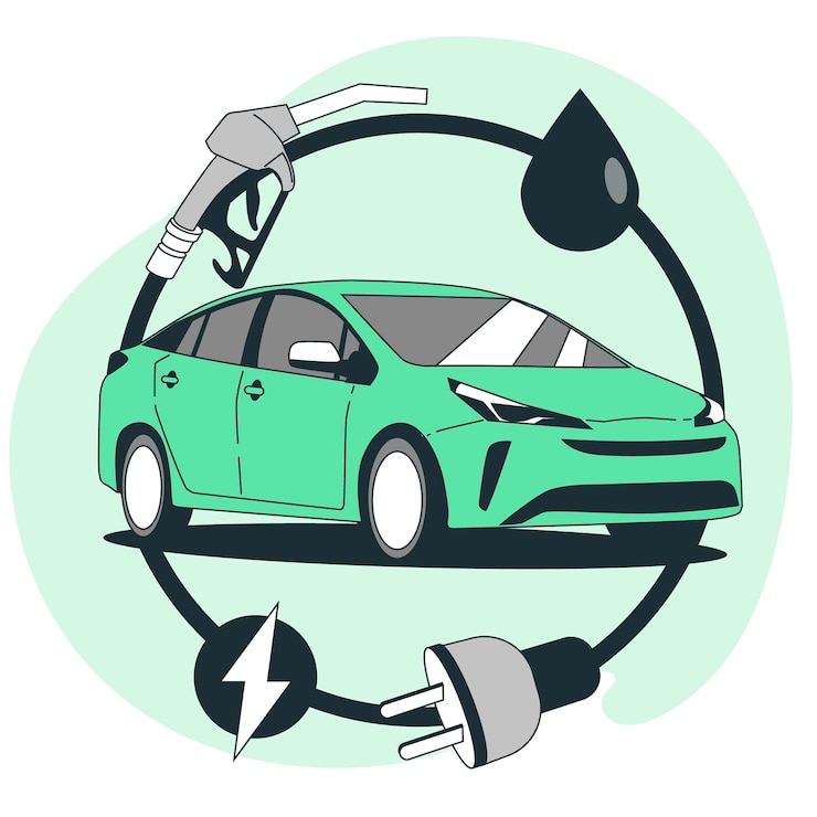 Vecteur gratuit illustration de concept de voiture hybride