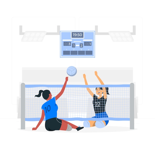 Vecteur gratuit illustration de concept de volley-ball assis