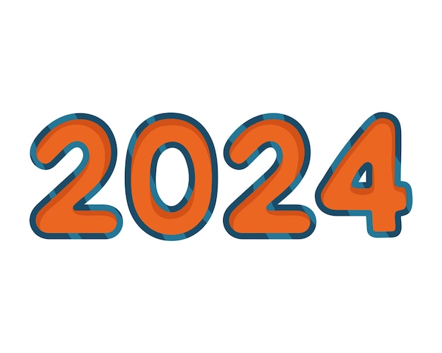 Illustration De La Conception De L'impression Du Numéro 2024 Isolée