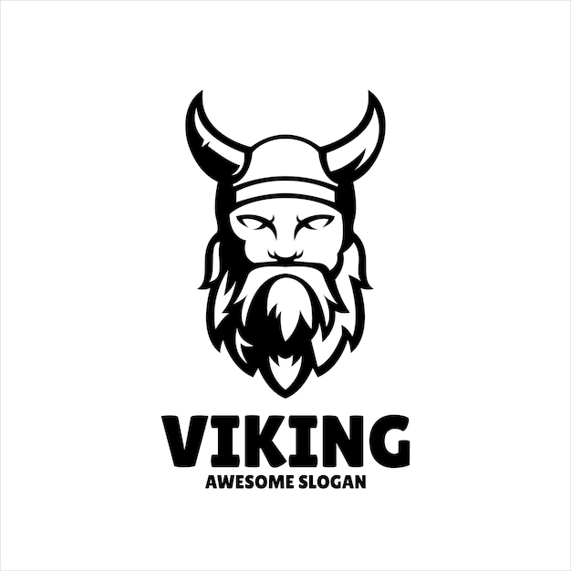 Vecteur gratuit illustration de conception de logo de mascotte simple viking