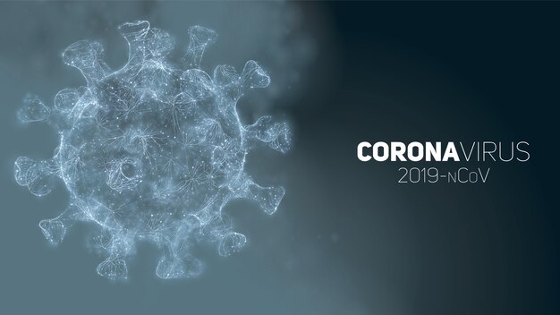 illustration conceptuelle de Coronavirus. Forme de virus 3D sur un fond abstrait. Visualisation des agents pathogènes.