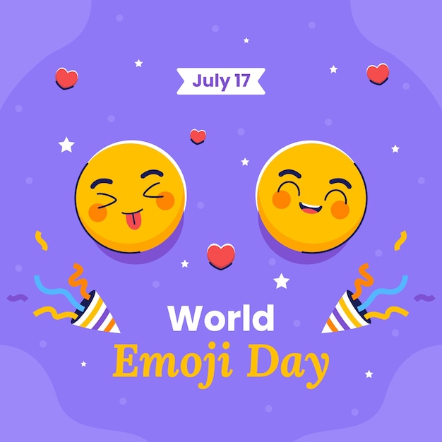 Illustration De Confettis Du Jour Mondial Emoji Dessinés à La Main