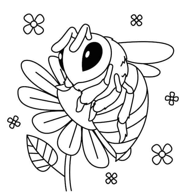 Vecteur gratuit illustration de contour d'abeille dessiné à la main