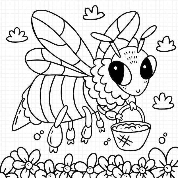 Vecteur gratuit illustration de contour d'abeille dessiné à la main