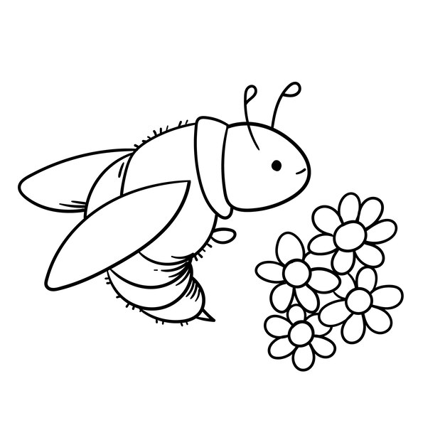 Illustration de contour d'abeille dessiné à la main