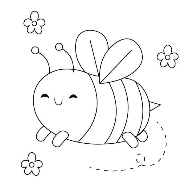 Vecteur gratuit illustration de contour d'abeille dessiné à la main