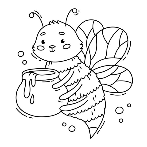 Illustration de contour d'abeille dessiné à la main