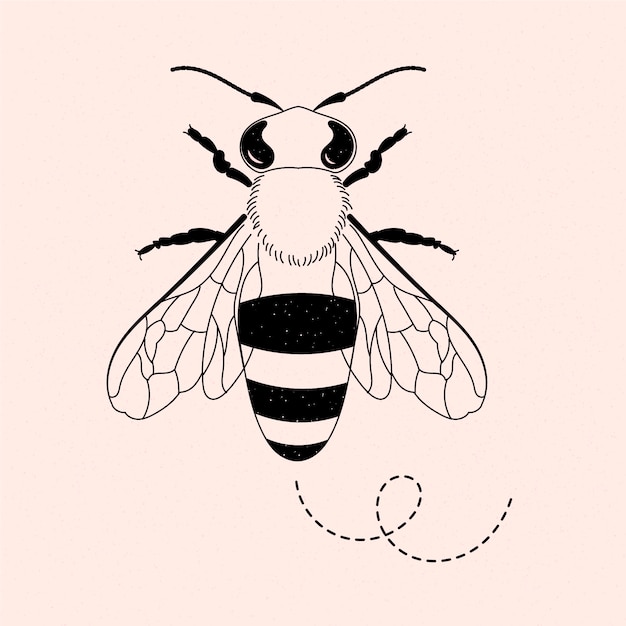 Vecteur gratuit illustration de contour d'abeille dessiné à la main