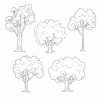 Vecteur gratuit illustration de contour d'arbres dessinés à la main