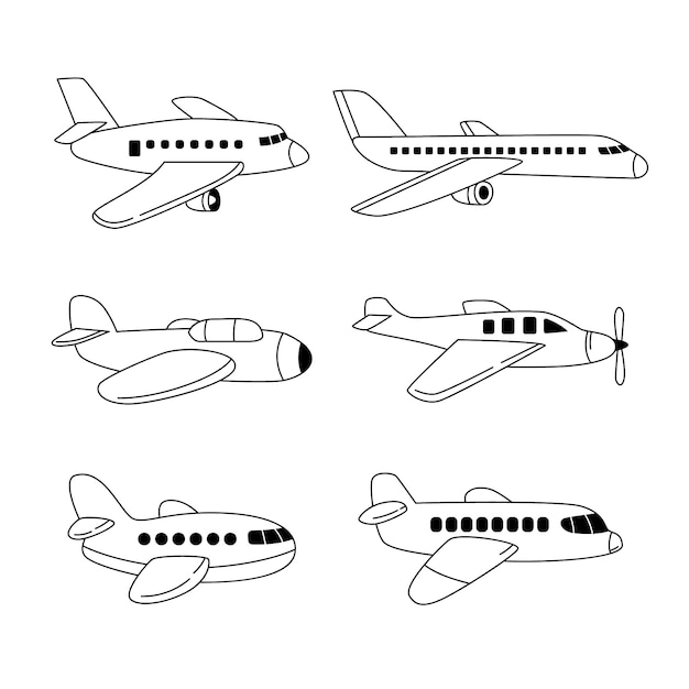 Illustration de contour d'avion dessiné à la main