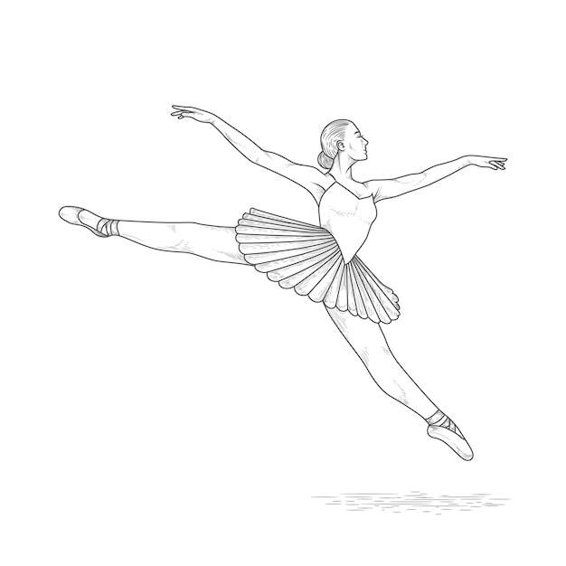 Illustration De Contour De Ballerine Dessinée à La Main