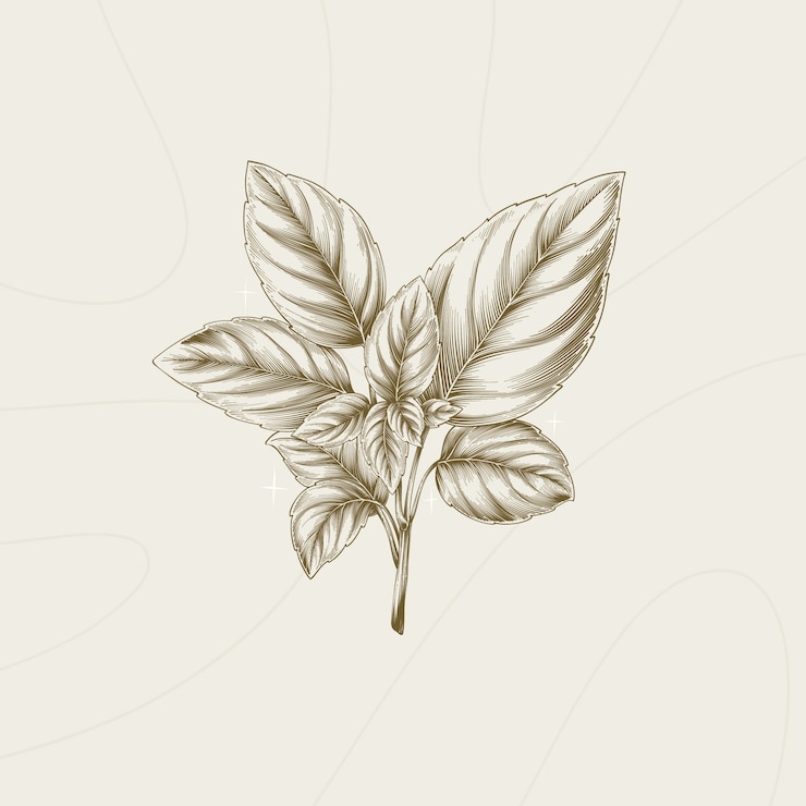 Vecteur gratuit illustration de contour de basilic dessiné à la main