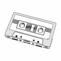 Vecteur gratuit illustration de contour de cassette dessinée à la main