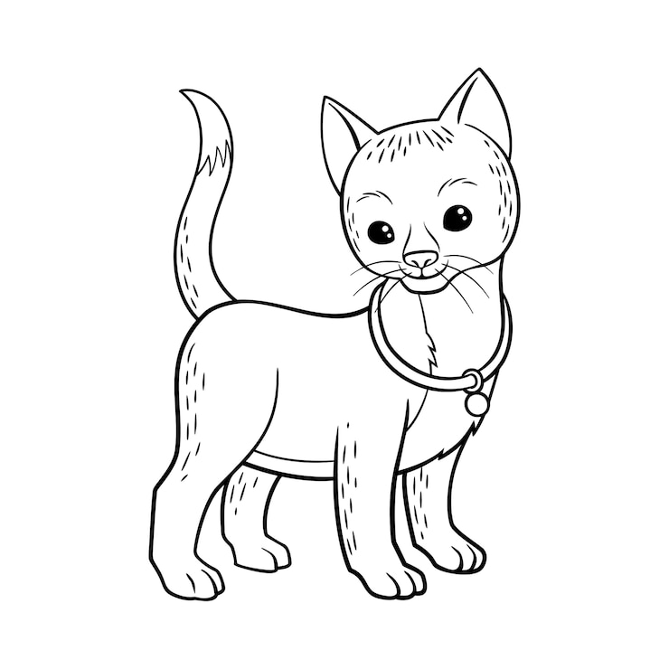 Vecteur gratuit illustration de contour de chat dessiné à la main