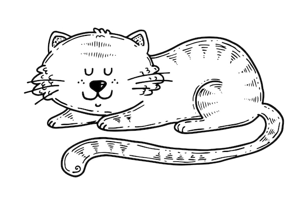 Vecteur gratuit illustration de contour de chat dessiné à la main