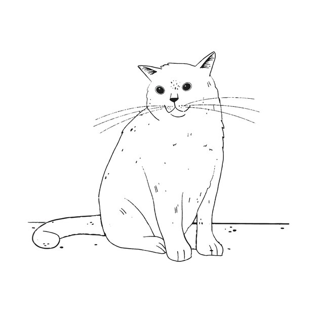 Illustration de contour de chat dessiné à la main