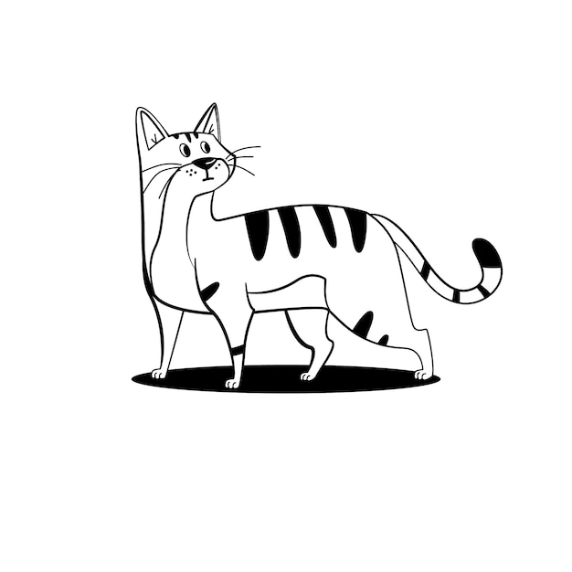 Vecteur gratuit illustration de contour de chat dessiné à la main