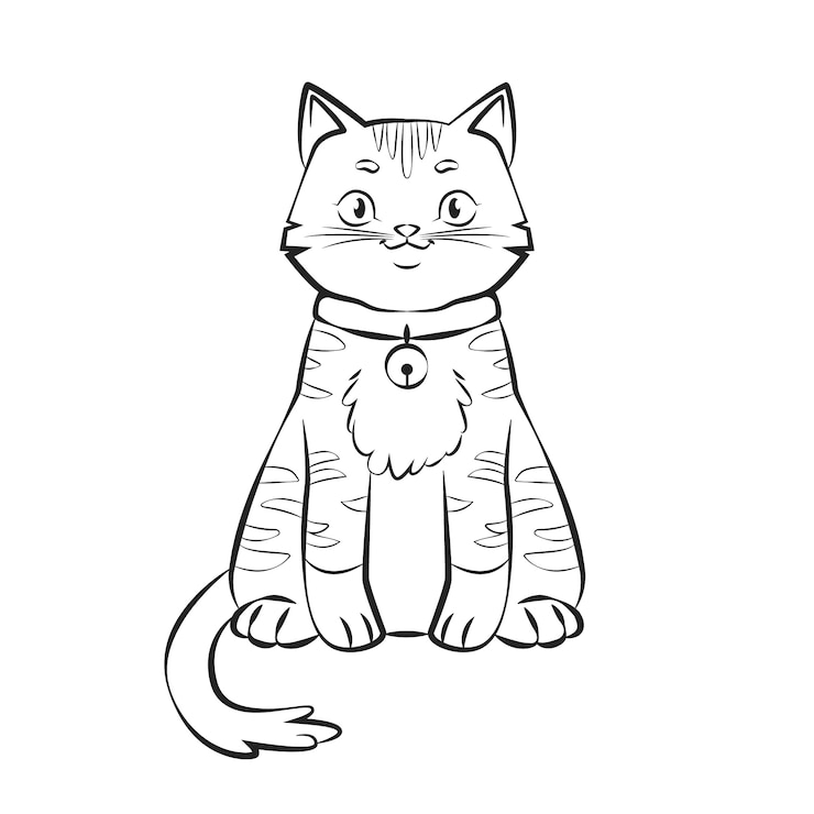 Vecteur gratuit illustration de contour de chat dessiné à la main