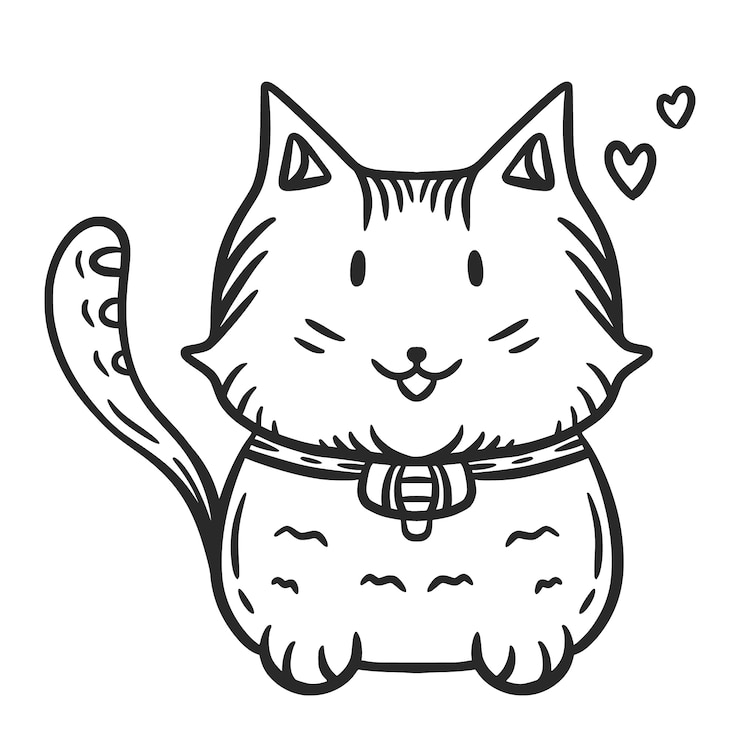 Vecteur gratuit illustration de contour de chat dessiné à la main