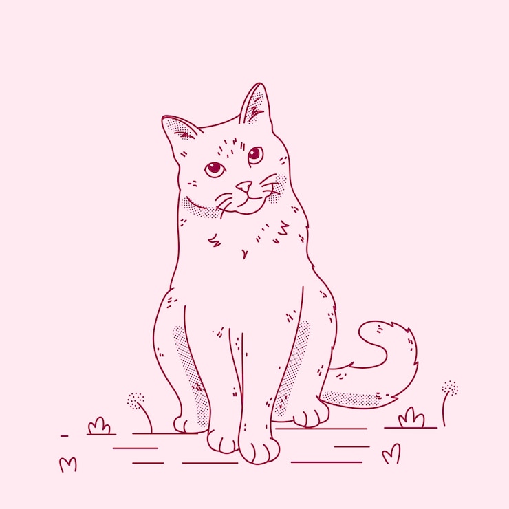 Vecteur gratuit illustration de contour de chat dessiné à la main