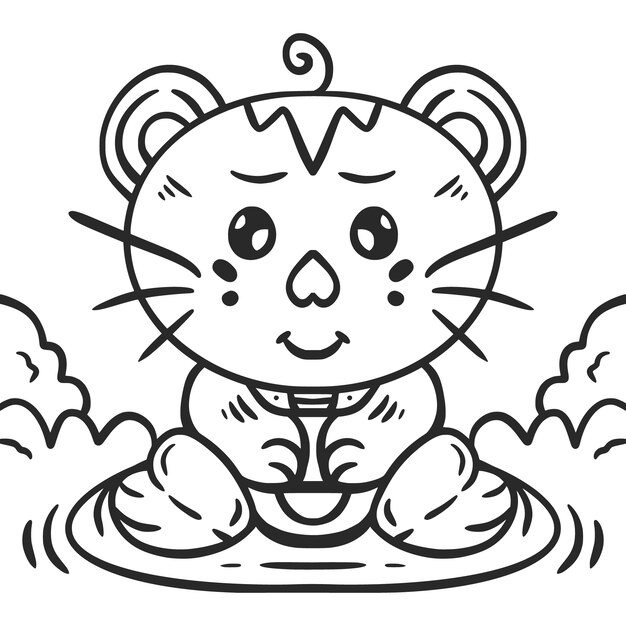 Illustration de contour de chat dessinée à la main