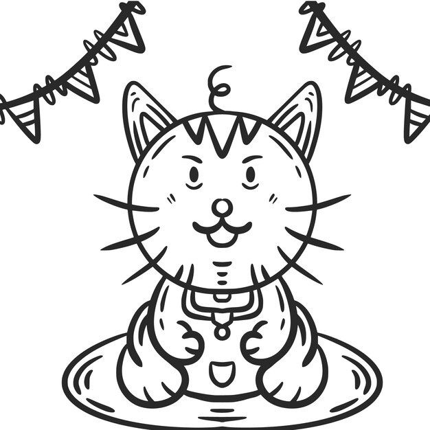 Illustration de contour de chat dessinée à la main
