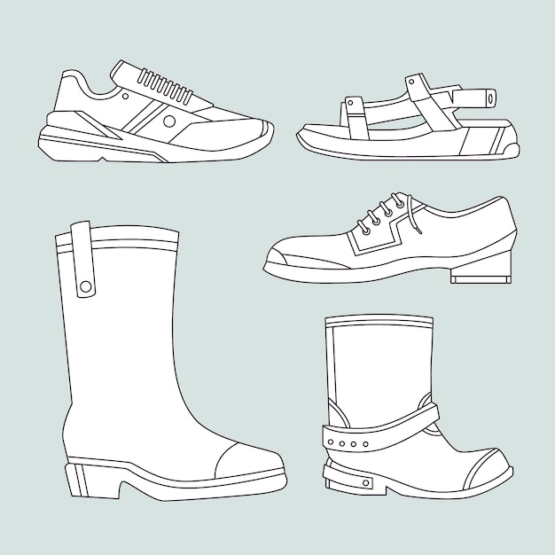 Vecteur gratuit illustration de contour de chaussure dessinée à la main