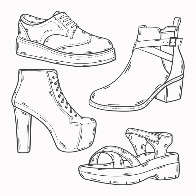 Illustration de contour de chaussure dessinée à la main