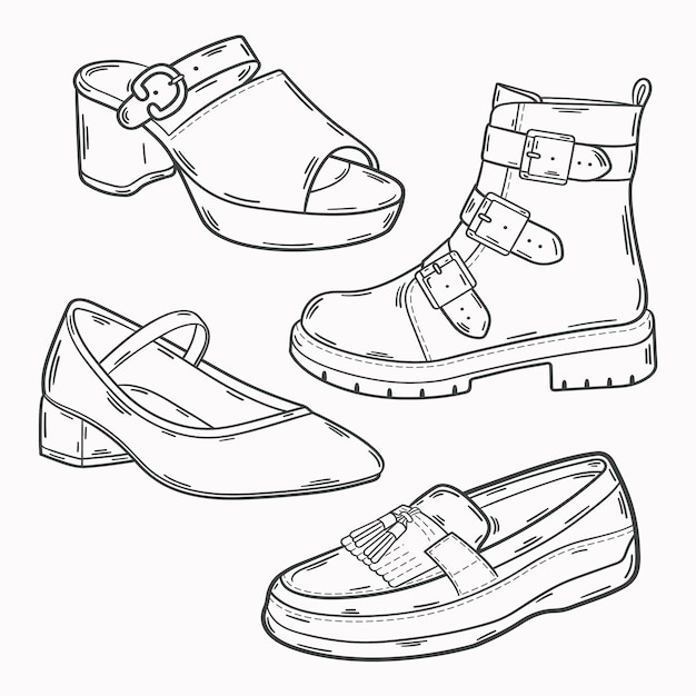 Illustration de contour de chaussure dessinée à la main