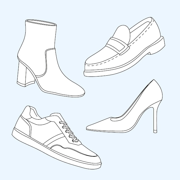 Illustration de contour de chaussures dessinées à la main