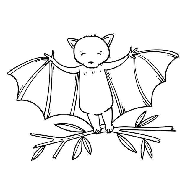 Vecteur gratuit illustration de contour de chauve-souris dessiné à la main