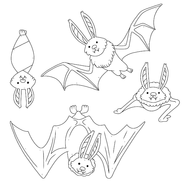 Vecteur gratuit illustration de contour de chauve-souris dessiné à la main