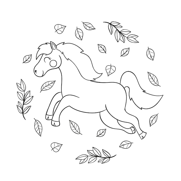 Vecteur gratuit illustration de contour de cheval dessiné à la main