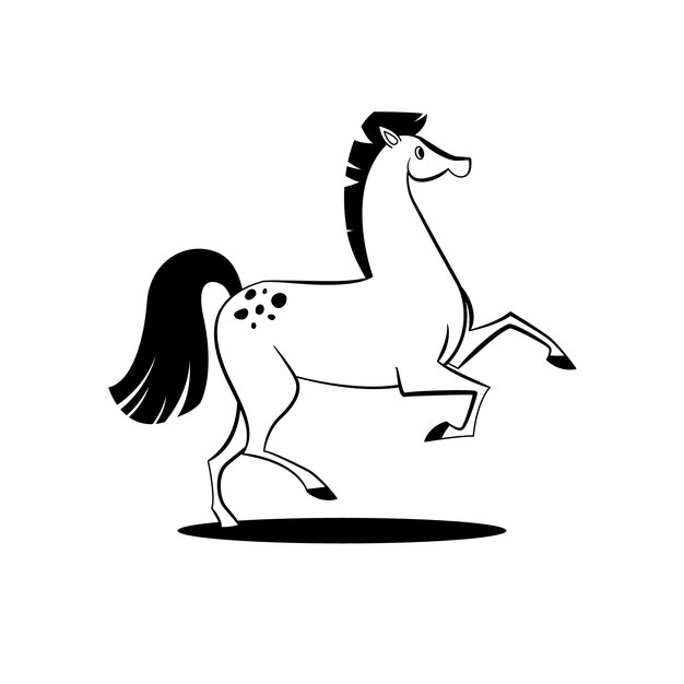 Illustration de contour de cheval dessiné à la main