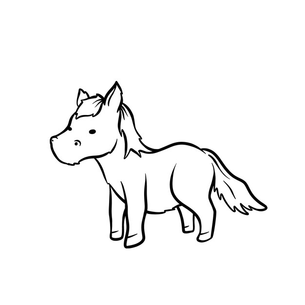 Illustration de contour de cheval dessiné à la main