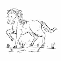 Vecteur gratuit illustration de contour de cheval dessiné à la main