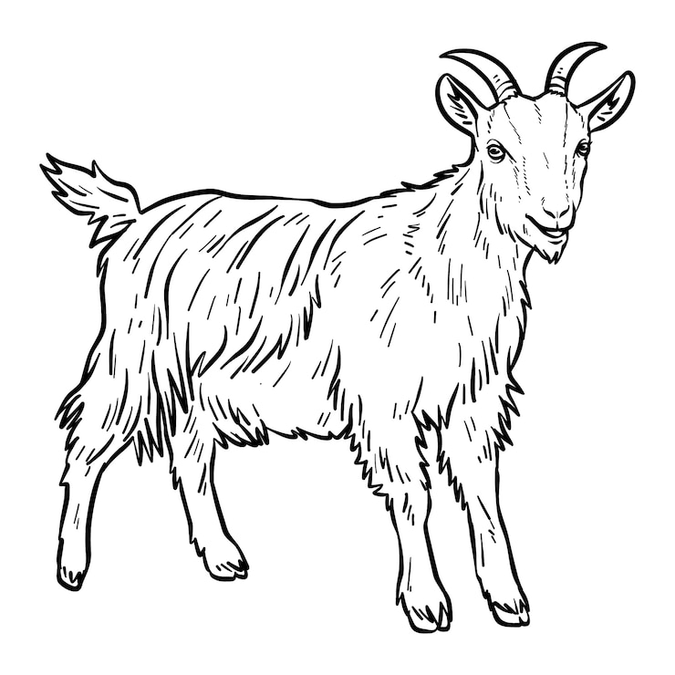 Vecteur gratuit illustration de contour de chèvre dessiné à la main