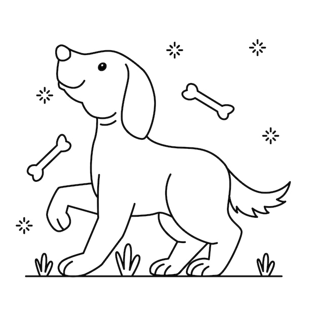 Vecteur gratuit illustration de contour de chien dessiné à la main