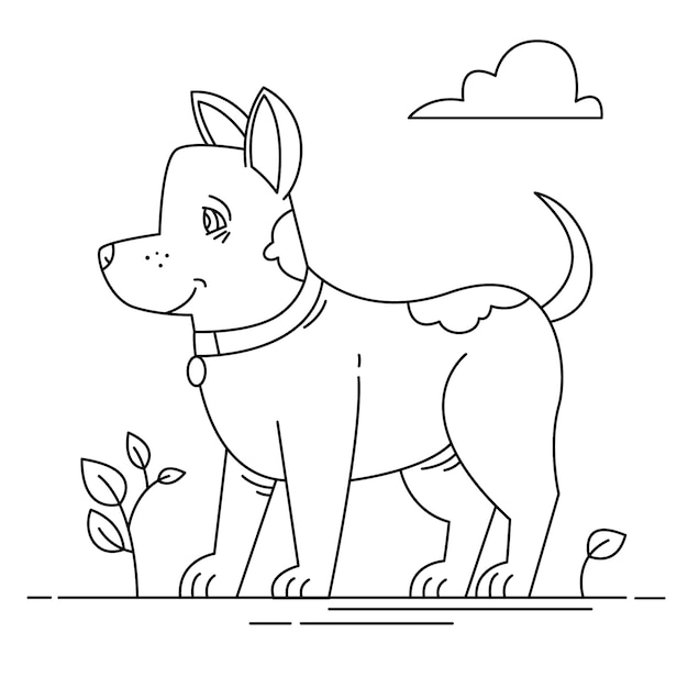 Illustration de contour de chien dessiné à la main