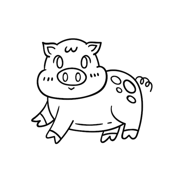Illustration de contour de cochon dessiné à la main