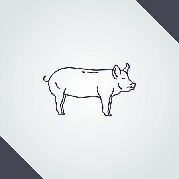 Illustration de contour de cochon dessiné à la main