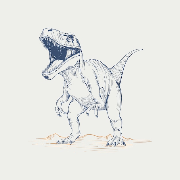 Illustration De Contour De Dinosaure Dessiné à La Main