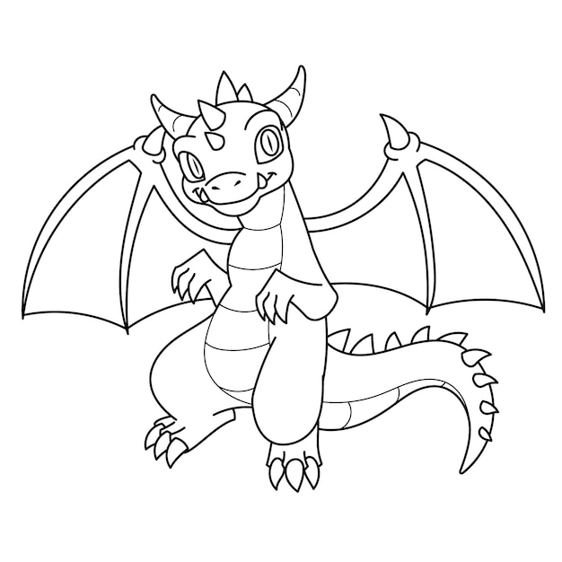 Vecteur gratuit illustration de contour de dragon dessiné à la main
