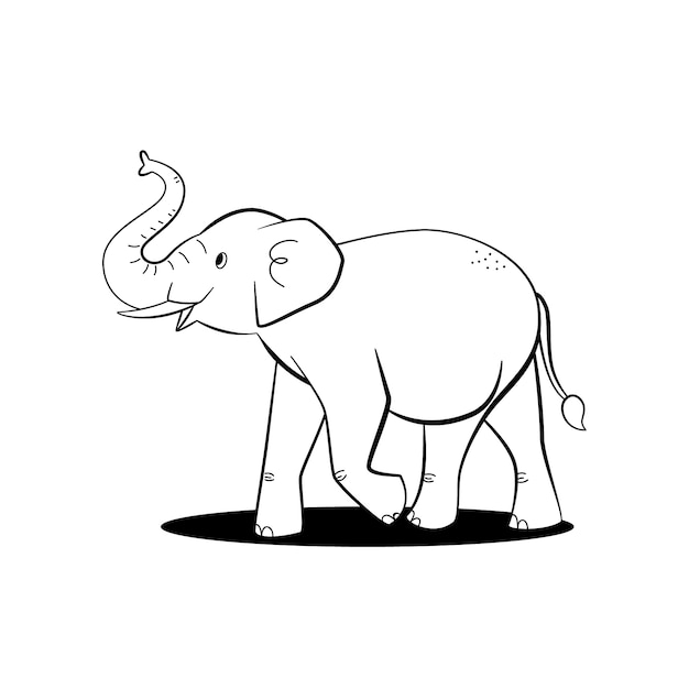 Vecteur gratuit illustration de contour d'éléphant dessiné à la main